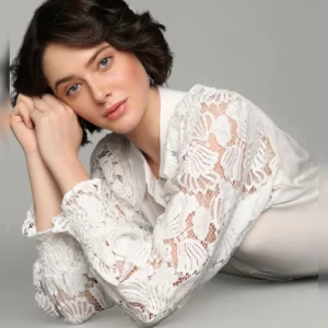 WHITE LACE SLEEVES SHIRT