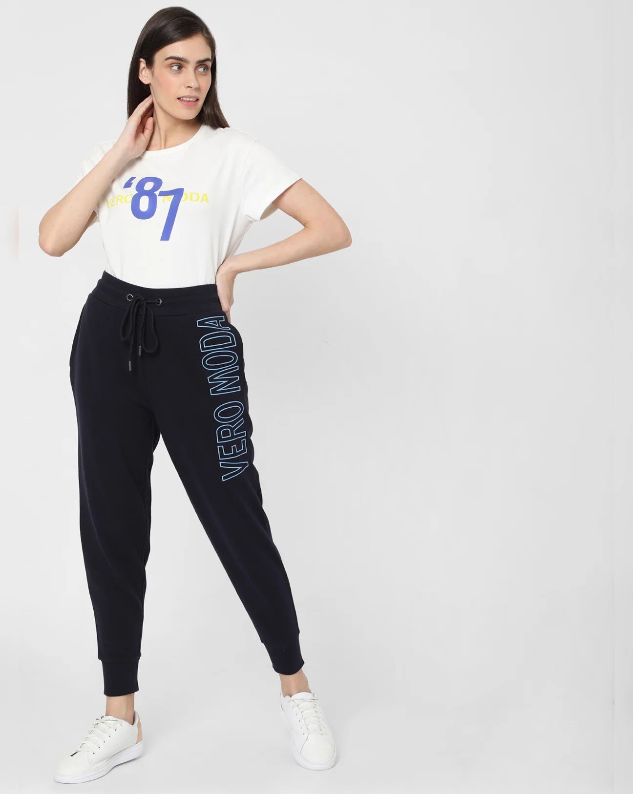 NAVY BLUE LOGO PRINT LOUNGE JOGGERS