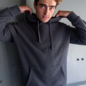 PLAIN BASIC ORGANIC HOODIE IN CHARCOAL